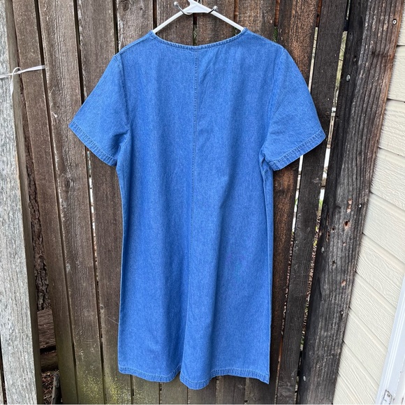 Blair Embroidered Ladybug Denim Short Sleeve Dress With Pockets Sz M - Picture 7 of 9